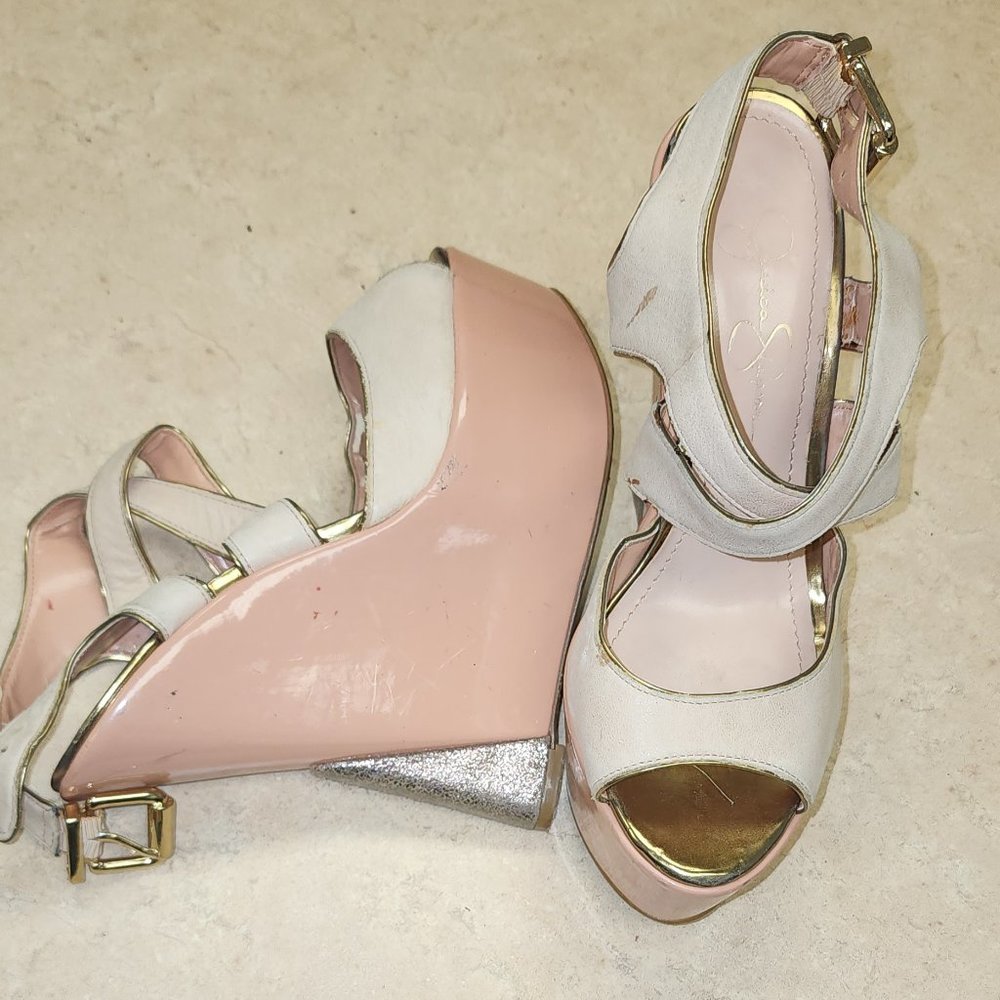 Jessica Simpson Pink leather wedge